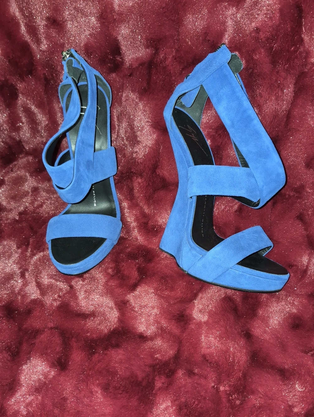 Giuseppe Zanotti Cobalt Blue Suede Platform Sandals